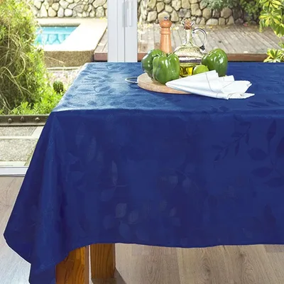Mantel Jacquard Texturizado Poliéster Rectangular Azul