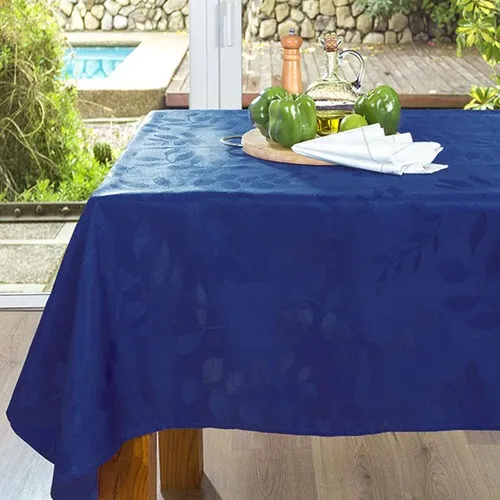 Mantel Jacquard Texturizado Poliéster Rectangular Azul