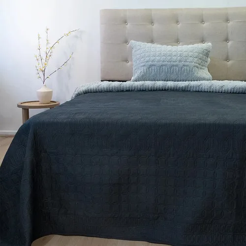 Quilt Hotpress Viena Con Sherpa 1.5 Plazas Poliéster Negro