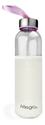Botella De Vidrio 450cc Con Funda Neopreno Coral Claro