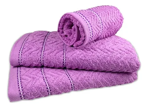 Juego De Toallas Olimpo Algodón 100% Jacquard Lila Jacquard