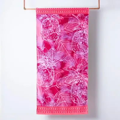 Toalla De Playa Algodón 100% Velour Estampado Coral Claro
