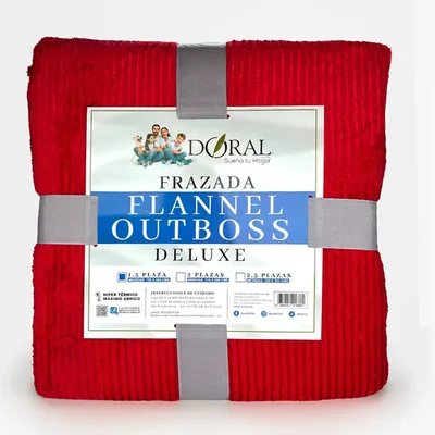 Frazada Flannel Térmica 1.5 Plazas Poliéster Rojo