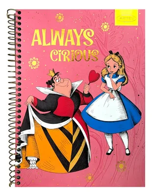 Cuaderno Escolar Espiral 150 Hojas Tapa Dura Rosa (con Ilustración Multicolor)