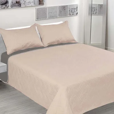 Quilt Hotpress Liso Bicolor 1.5 Plazas Poliéster Coral Claro