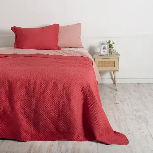 Set De Sábanas Liso 1.5 Plazas Poliéster Coral Coral