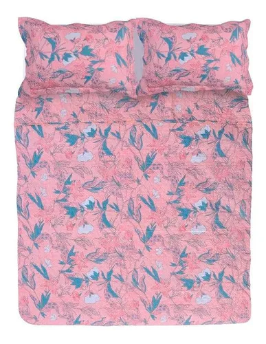 Quilt Reversible 2 Plazas Poliéster Mashini Coral Claro