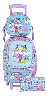 Mochila Escolar Trolley Infinity Pack Completo Verde