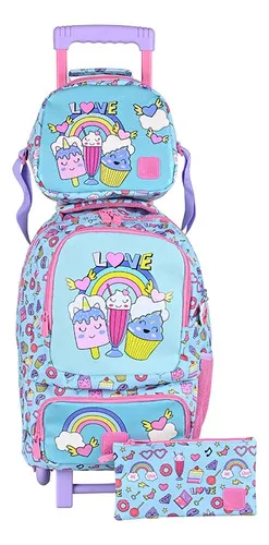 Mochila Escolar Trolley Infinity Pack Completo Verde