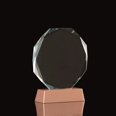 Trofeo De Cristal Con Base Encobrizada Coral Claro