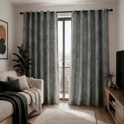 Cortina Velvet Emboss 140x220 Cm Gris Pardo Coral Claro