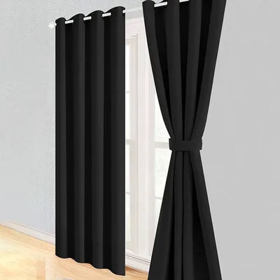 Cortina Blackout 100% Poliéster 4 Piezas Negro