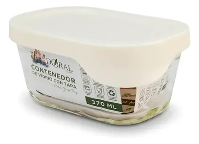 Contenedor De Vidrio Hermético Cuadrado 370 Ml