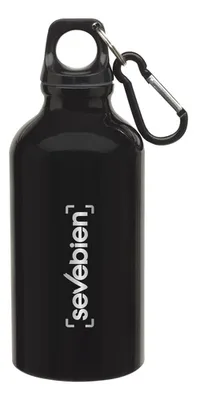 Botella De Aluminio Con Cierre De Plástico Y Carabina Negro