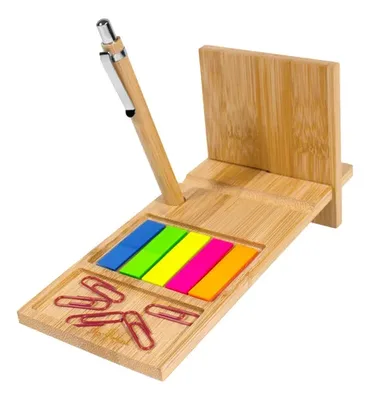 Organizador De Escritorio De Bambú Con Soporte Para Celular