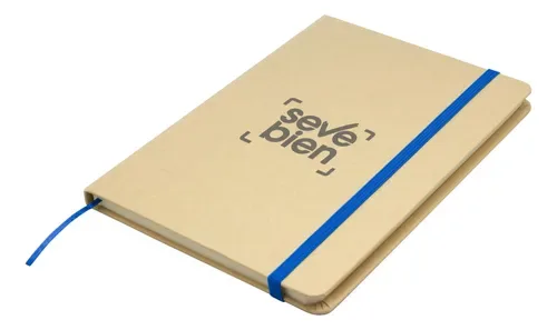 Libreta Tapa Kraft Con Cinta Y Cierre Elástico Azul