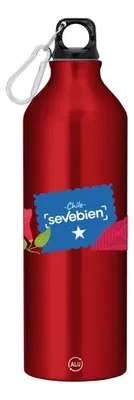 Botella De Aluminio Reciclado Con Tapa De Plástico Y Rojo