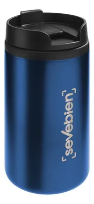 Taza De Acero Inoxidable Con Tapa Antiderrame Azul