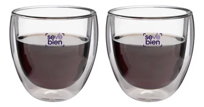 Vaso De Vidrio Doble Pared Corporativo Personalizable Transparente