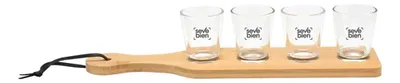 Set De Vasos Tequileros De Vidrio Con Bandeja De Bambú