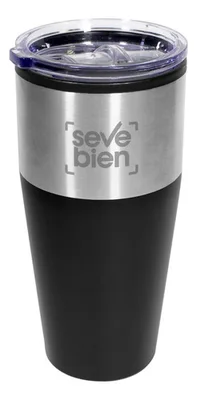 Taza De Doble Pared Con Logo Corporativo Negro