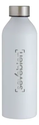 Botella De Aluminio Con Tapa Antiderrame Blanco