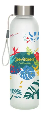 Botella De Vidrio Sublimable Bruma Con Tapa De Acero