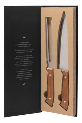 Set De Asado De Acero Inoxidable Y Madera De Acacia
