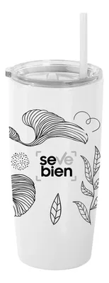 Vaso Plástico Doble Pared Con Sorbete Corporativo Blanco