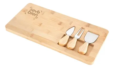 Tabla De Quesos De Bambú Con Utensilios De Acero Inoxidable