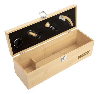 Set De Vino Corporativo  Vinicius  En Caja De Bambú