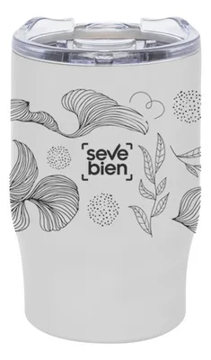 Taza De Acero Inoxidable Doble Pared Con Tapa Blanco