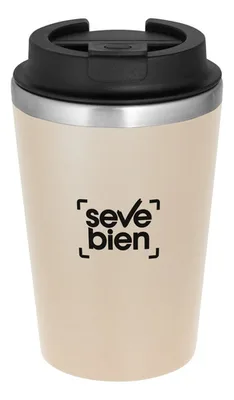 Taza De Acero Inoxidable Con Tapa Antiderrame Beige