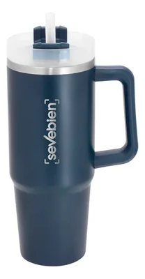 Termo De Acero Inoxidable 880 Ml Con Tapa De Silicona Azul