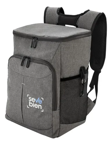 Mochila Cooler Corporativa Con Llavero Destapador Gris