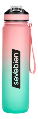 Botella Deportiva De Plástico Con Tapa De Color Negro Y Rosa