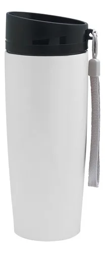 Taza De Acero Inoxidable Doble Pared Con Tapa Blanco/negro