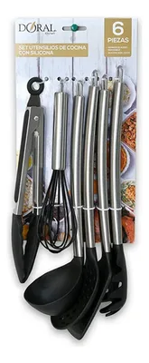 Set De Utensilios De Cocina Silicona 6 Piezas Negro
