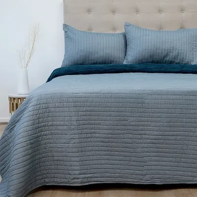 Quilt Hotpress Sherpa 2 Plazas Poliéster Azul Coral Claro