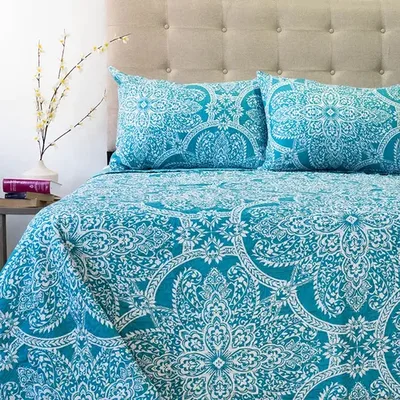Quilt Hotpress Estampado 2.5 Plazas Poliéster Coral Claro