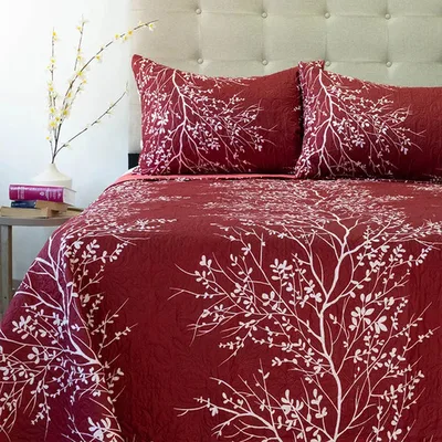 Quilt Hotpress Estampado 2.5 Plazas Poliéster Coral Claro