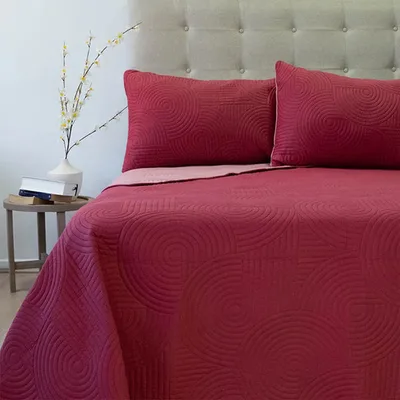 Quilt Hotpress Bicolor 2.5 Plazas Poliéster Coral Claro