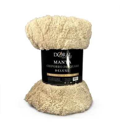 Manta Chiporro Jacquard Térmica Poliéster Beige