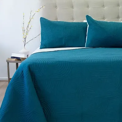 Quilt Bicolor Hotpress 2 Plazas Poliéster Coral Claro