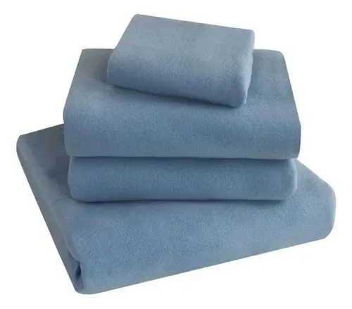 Set De Sábanas Polar Lisa 2 Plazas Azul Azul