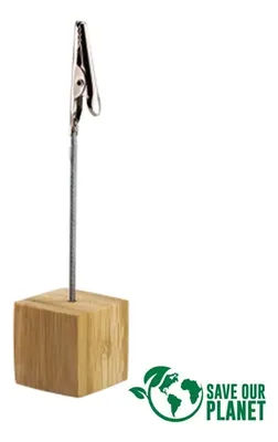 Memo-clip Bamboo Porta-tarjetas Metálico Base Madera