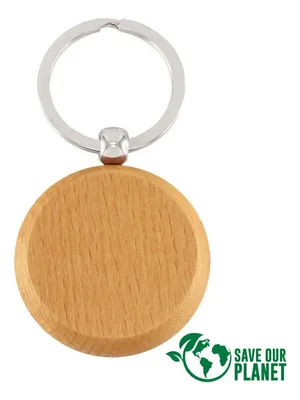 Llavero Redondo Madera Bamboo - Estuche Negro