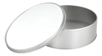 Caja Metálica Redonda Sublimación Plata Ø 15cm Blanco