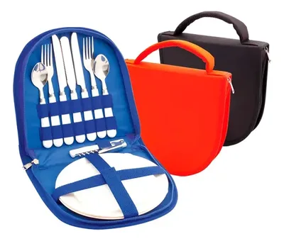 Set Picnic 2 Personas Bolso - Azul, Rojo, Negro