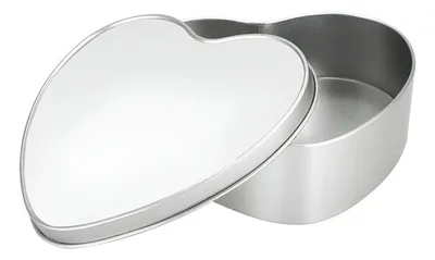 Caja Metálica Corazón Sublimación Plata 15x13.7cm